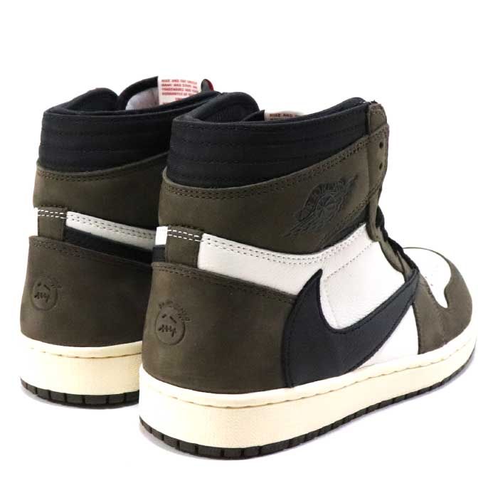 Nike Air Jordan 1 Travis Scott, коричневый с белым и черным, кожа, нубук, мужские, женские