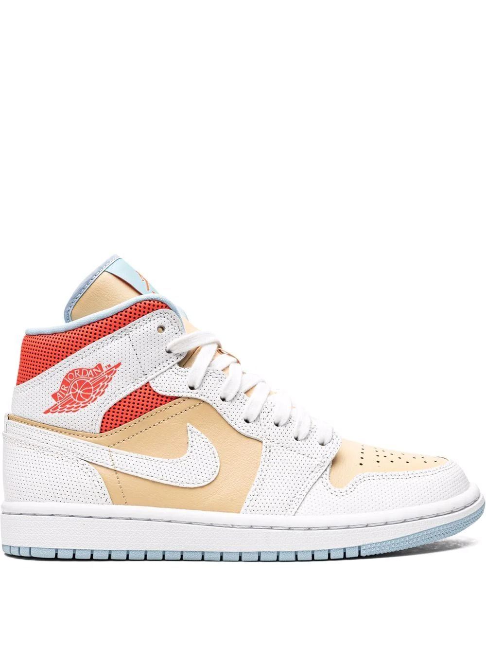 NikeNike Air Jordan 1 Mid SE, бежевый с белым, кожа, женские