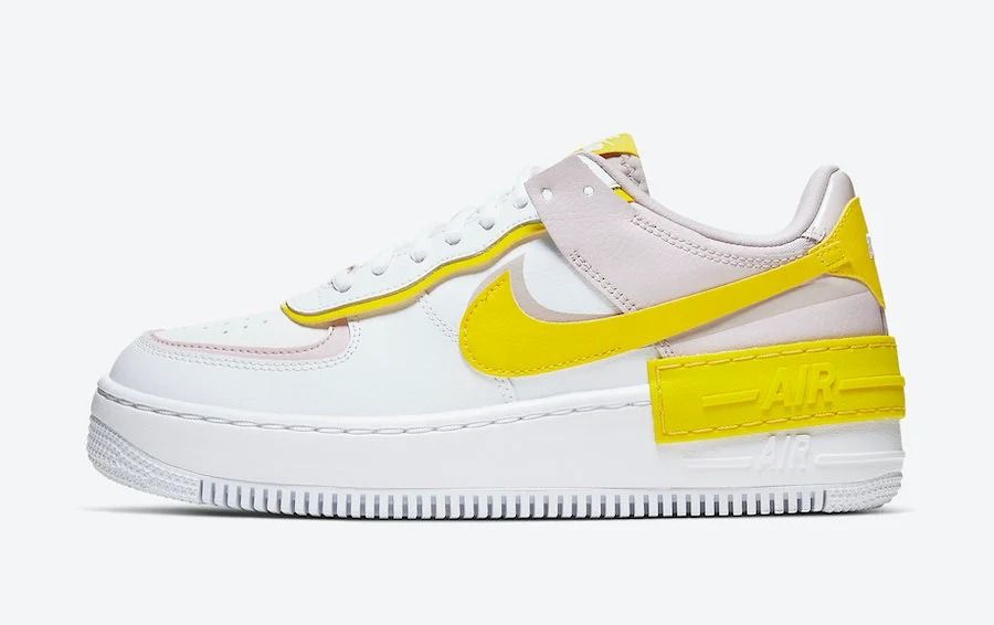 Nike Air Force 1 Shadow белые с желтым, кожаные женские