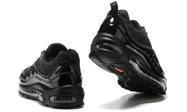Nike Air Max 98 Supreme x Black, черные, кожа, текстиль, мужские, женские